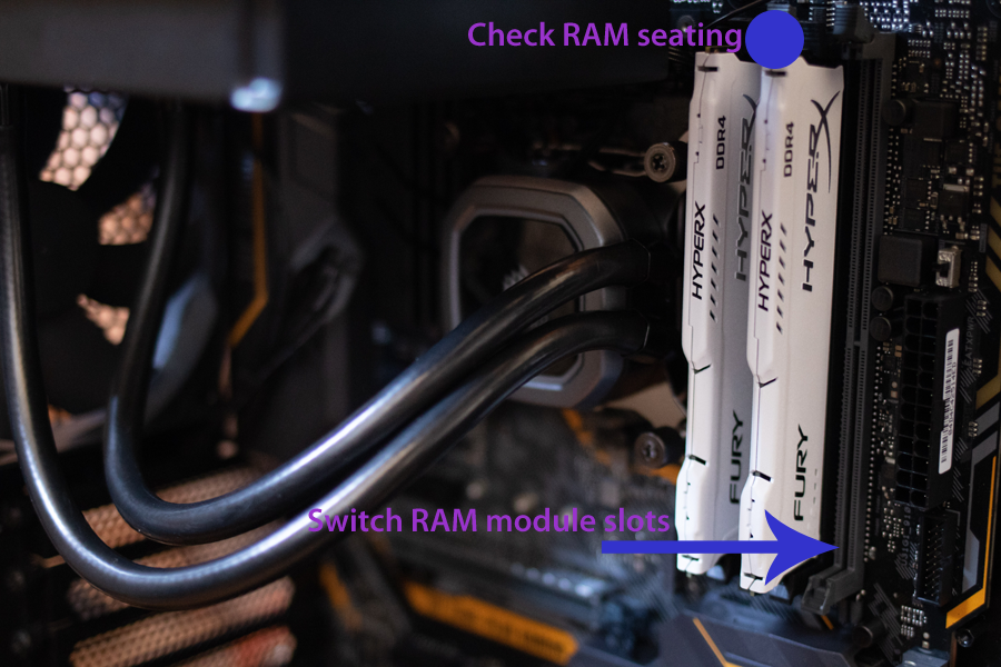 RAM modules inside mid-tower PC case