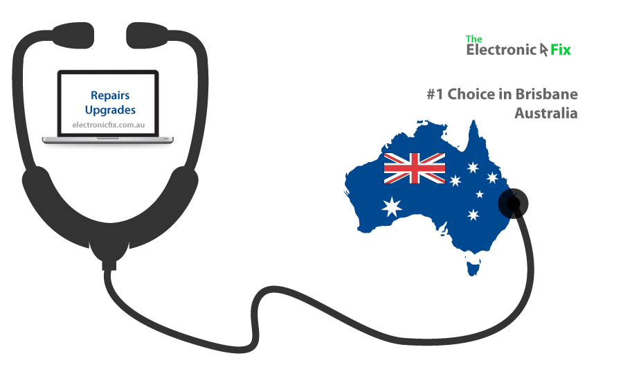 Australia map and laptop inside a Stethoscope illustration