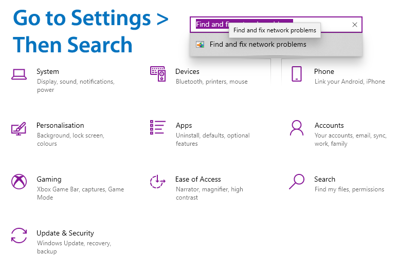 Search Windows Settings