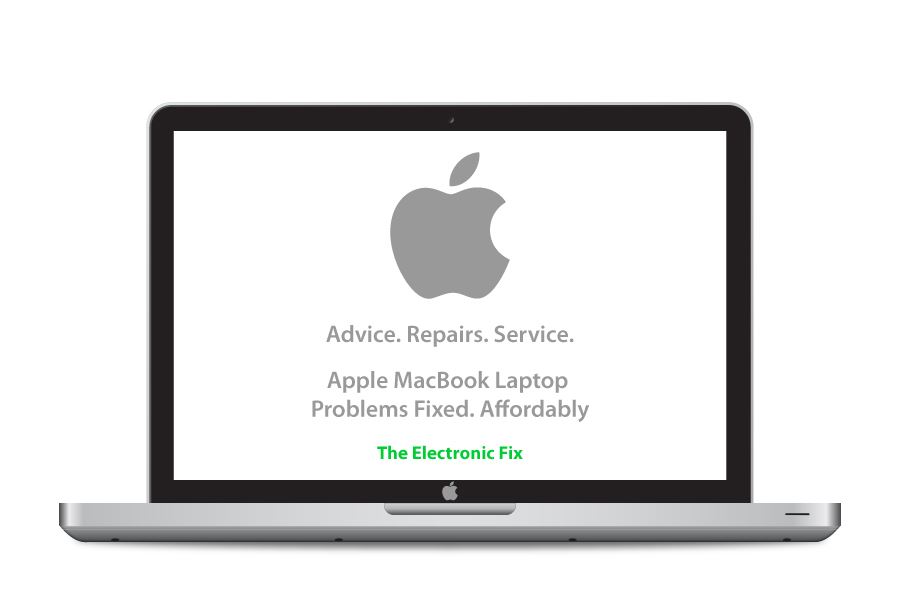 illustration of Apple MacBook laptop and Apple logo