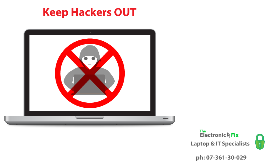 no entry sign computer hacker inside laptop illustration