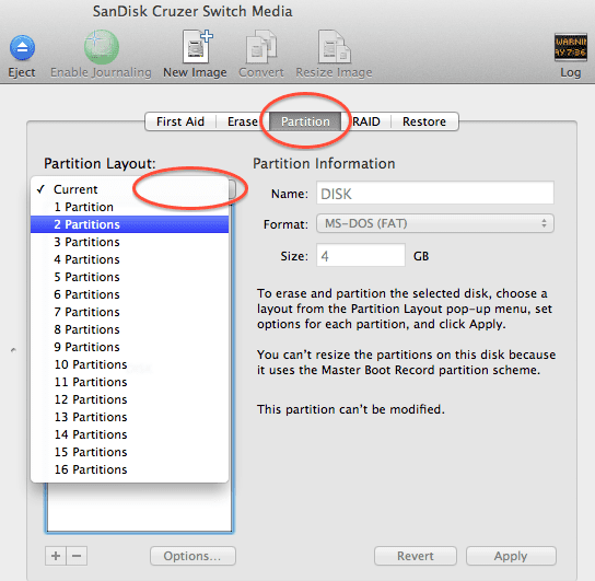 screenshot illustrating first step of disk partition setup partition