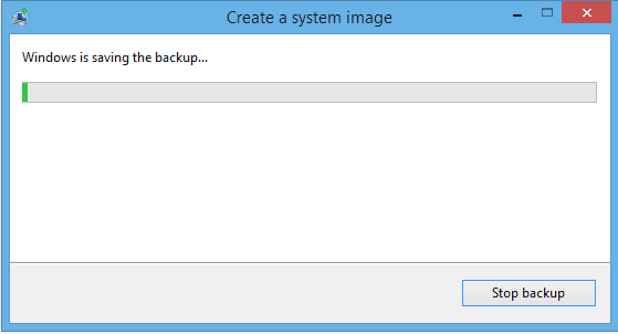 screenshot of loading process while Windows saving the backups